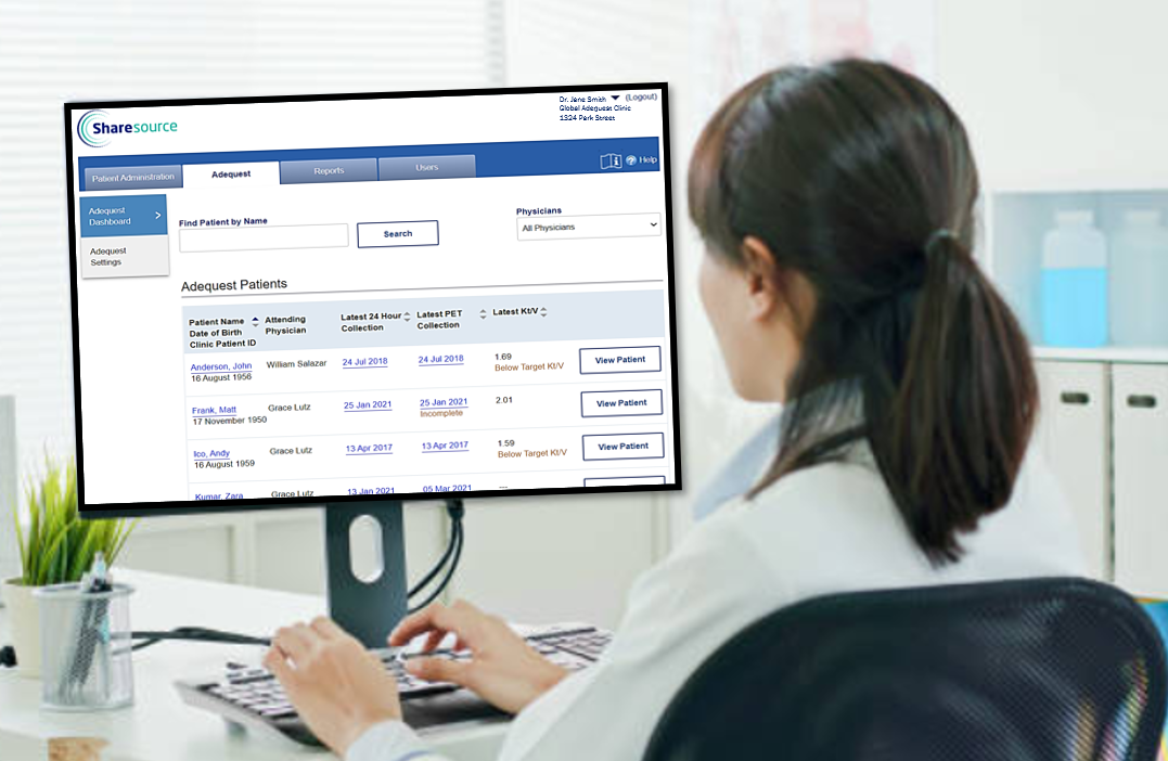 A clinician navigates software on a desktop computer