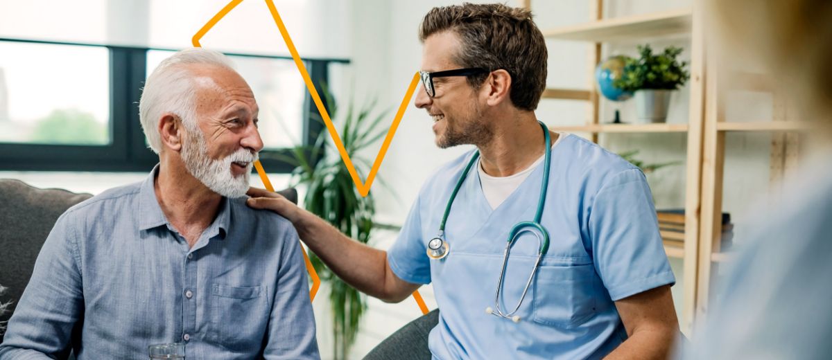 Doctor and patient talking and smiling 